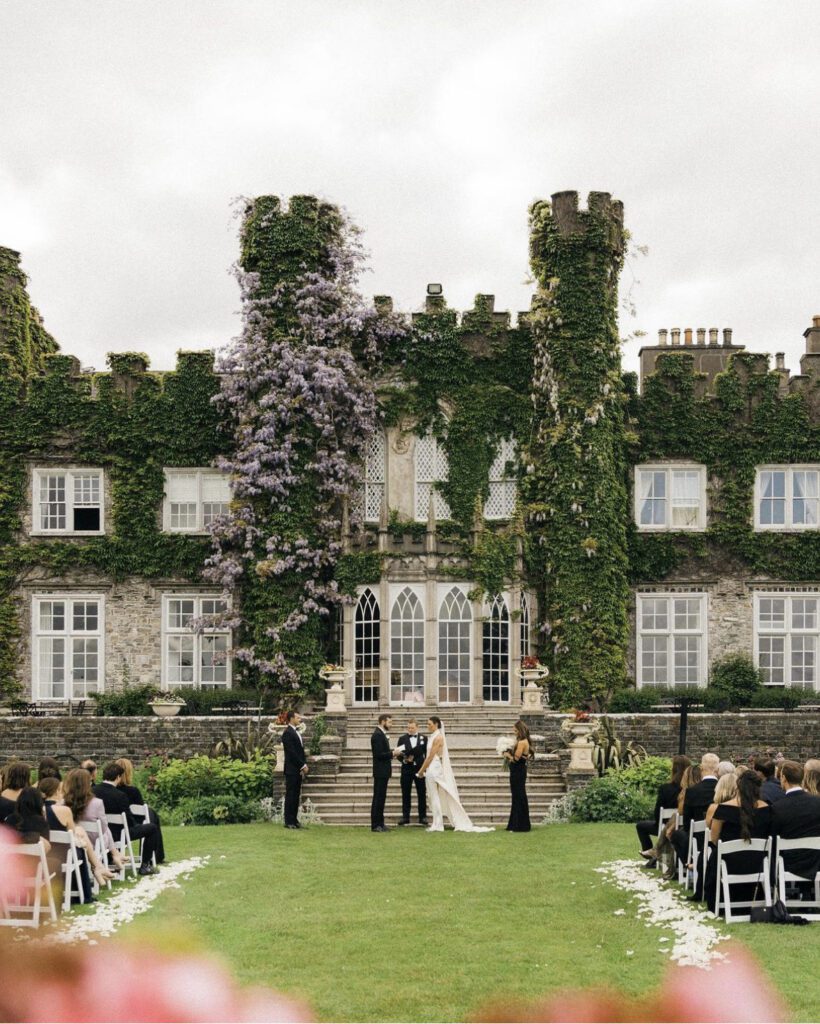 dreamy wedding ceremony at a castle wedding in Ireland